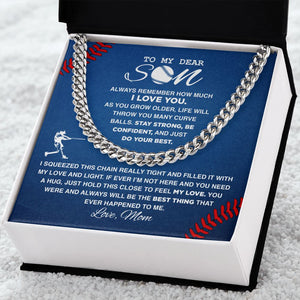 To My Dear Baseball Son - Cuban Link Necklace, Cuban Link Chain