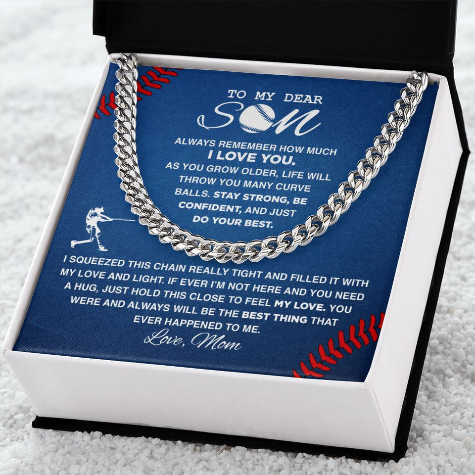 To My Dear Baseball Son - Cuban Link Necklace, Cuban Link Chain