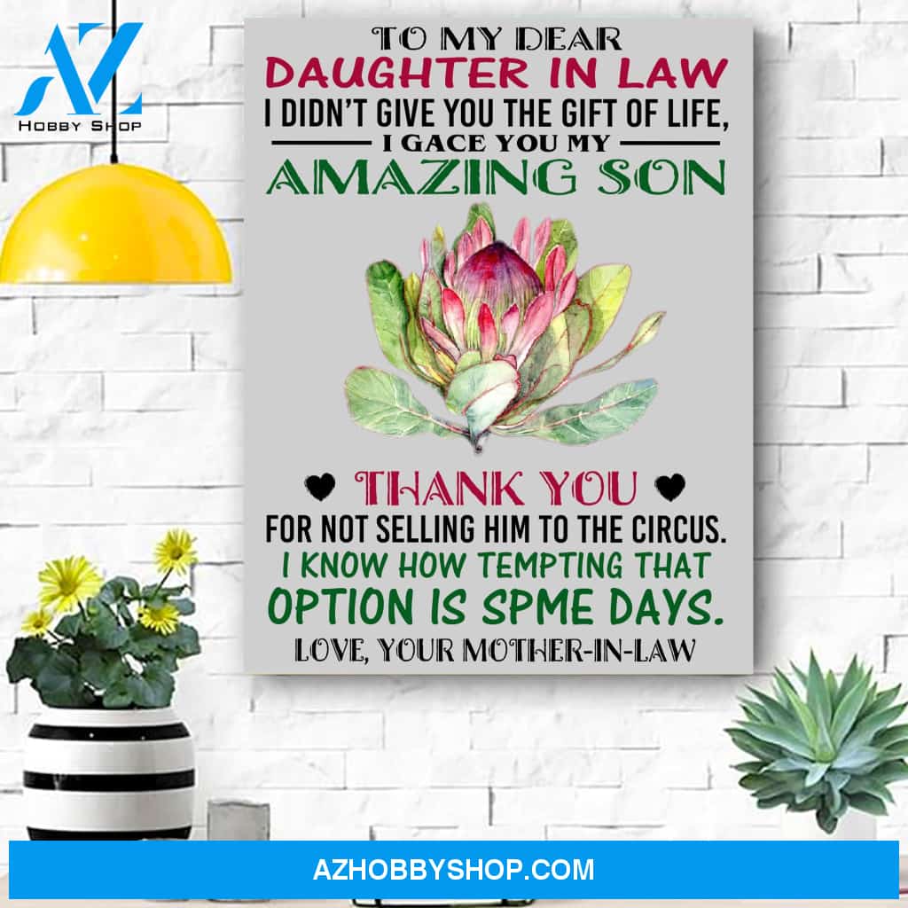 To My Dear Daughter In Law From Your Mother Canvas Print Wall Art - Matte Canvas