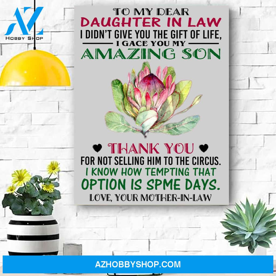 To My Dear Daughter In Law From Your Mother Canvas Print Wall Art - Matte Canvas