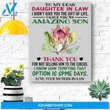 To My Dear Daughter In Law From Your Mother Canvas Print Wall Art - Matte Canvas