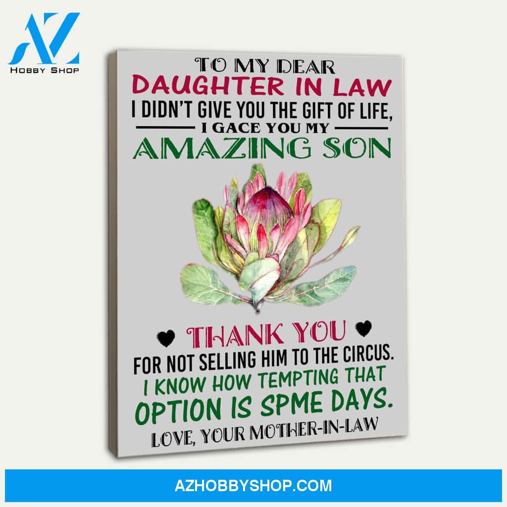 To My Dear Daughter In Law From Your Mother Canvas Print Wall Art - Matte Canvas