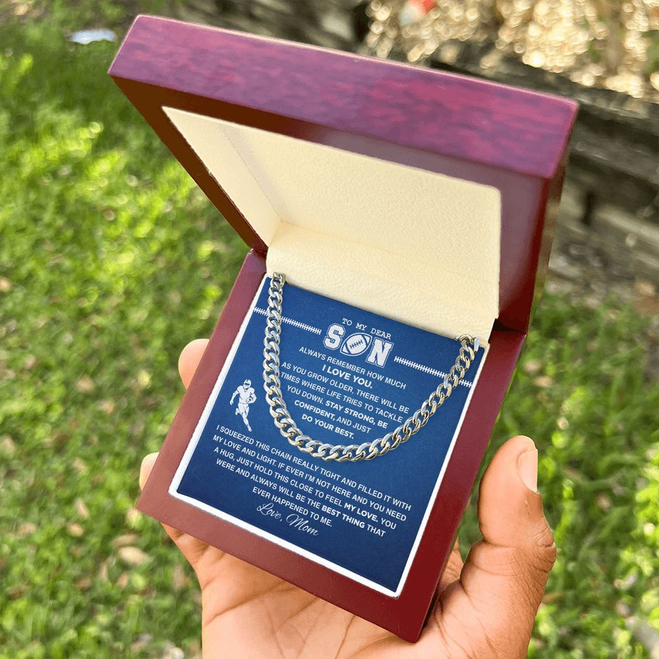 To My Dear Football Son - Cuban Link Necklace, Cuban Link Chain