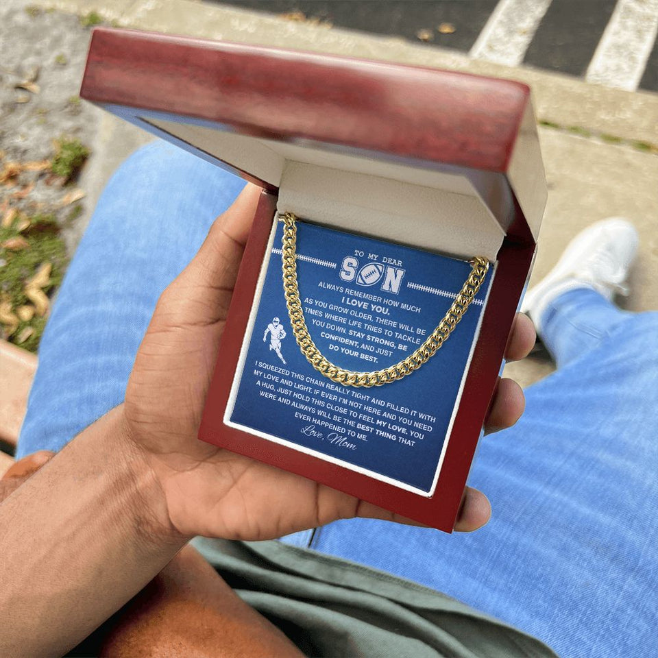 To My Dear Football Son - Cuban Link Necklace, Cuban Link Chain