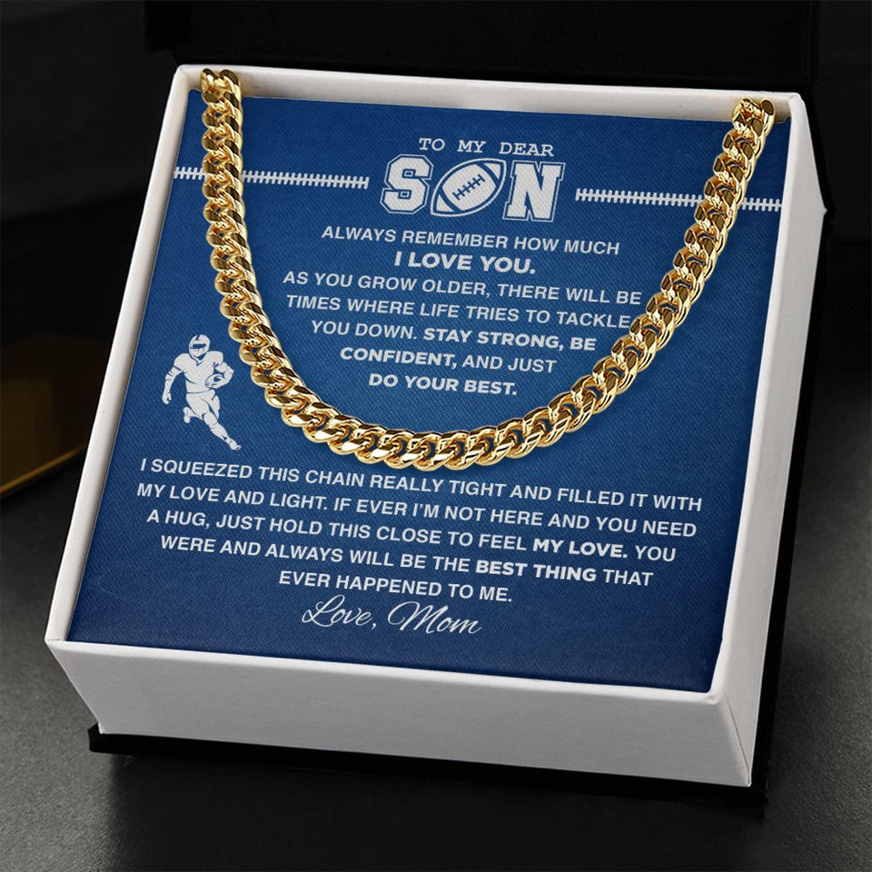 To My Dear Football Son - Cuban Link Necklace, Cuban Link Chain