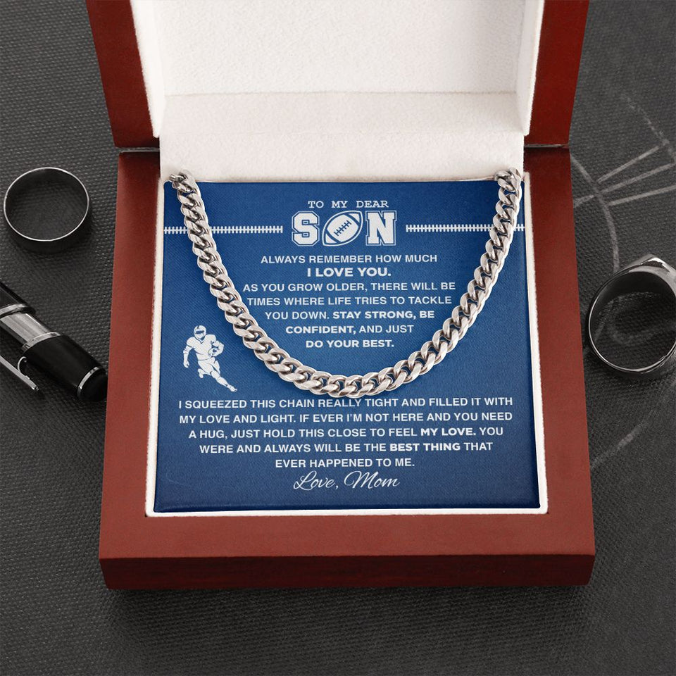 To My Dear Football Son - Cuban Link Necklace, Cuban Link Chain