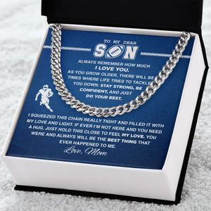 To My Dear Football Son - Cuban Link Necklace, Cuban Link Chain