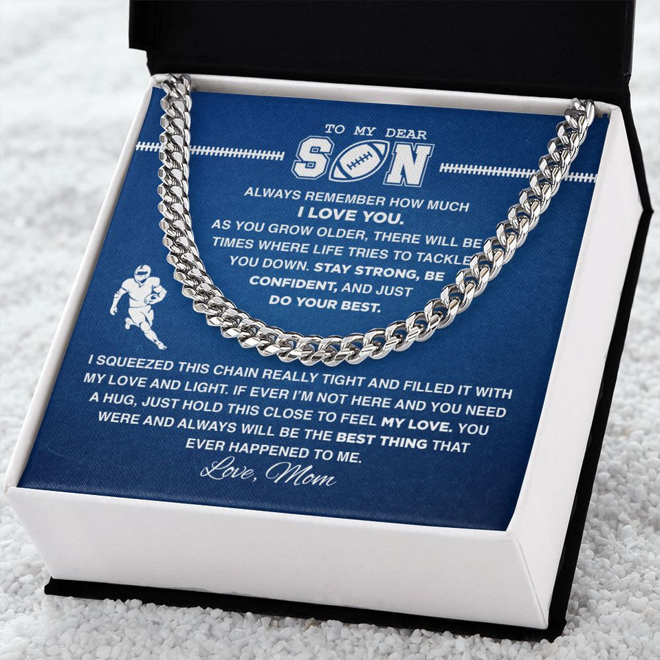To My Dear Football Son - Cuban Link Necklace, Cuban Link Chain