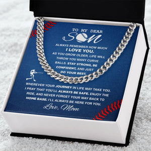 To My Dear Son Baseball - Cuban Link Necklace, Cuban Link Chain