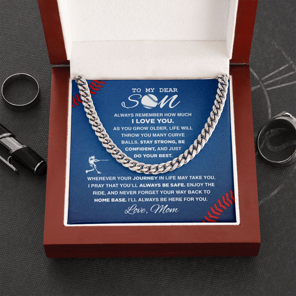 To My Dear Son, Home Base - Cuban Link Necklace, Cuban Link Chain
