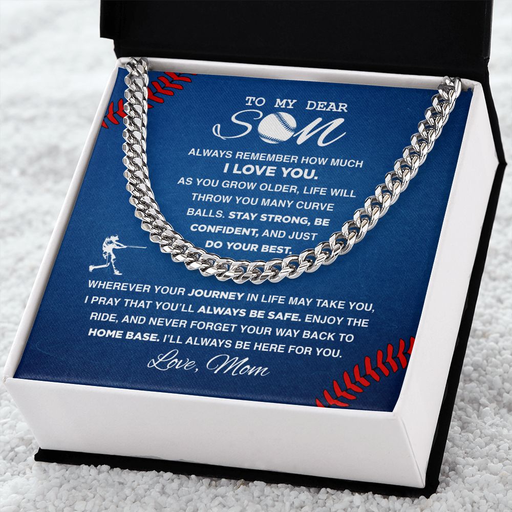 To My Dear Son, Home Base - Cuban Link Necklace, Cuban Link Chain