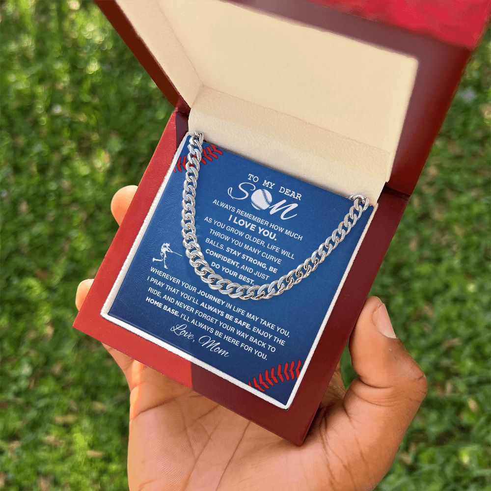 To My Dear Son, Home Base - Cuban Link Necklace, Cuban Link Chain