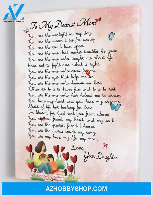 To My Dearest Mom - From Daughter - Mother's Day Framed Canvas DM002
