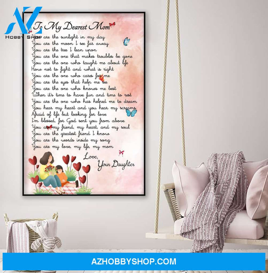 To My Dearest Mom - From Daughter - Mother's Day Framed Canvas DM002