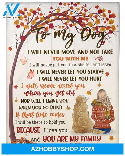 To My Dog I Love You And You Are My Family Blanket Gift for Dog Lovers Birthday Gift Home Decor Bedding Couch Sofa Soft and Comfy Cozy