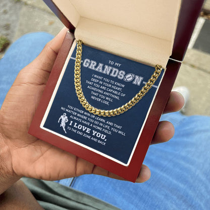 To My Football Grandson - Cuban Link Necklace, Cuban Link Chain