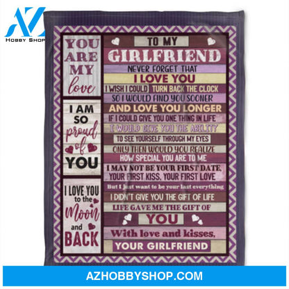 To My Girlfriend Blanket. You With Love And Kisses, You Girlfriend.Gift For Girlfriend From Boyfriend 