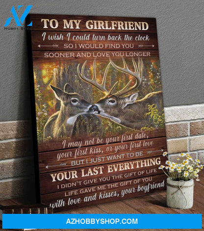 Personalized Canvas, To My Girlfriend I Wish I Could Turn Back The Clock Canvas Wall Art,Perfect Gift For Her And Him