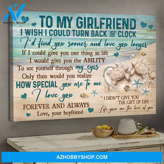 To my girlfriend - Sand turtle - Life gave me the love of you - Couple Landscape Canvas Prints, Wall Art