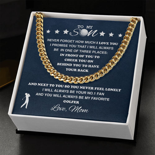 To My Golf Son - Cuban Link Necklace, From Mom, Cuban Link Chain
