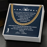 To My Golf Son - Cuban Link Necklace, From Mom, Cuban Link Chain