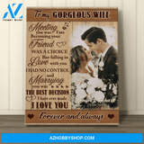 Personalized Canvas, To My Gorgeous Wife With Your Photo Canvas Wall Art Gift Birthday,Wedding, Best Gift For Husband