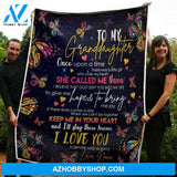 To My Granddaughter Blanket Butterfly Keep Me In Your Heart Gift From Nana Fleece Blanket
