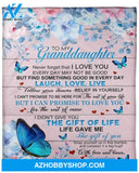 To My Granddaughter, Blue Butterfly On Flower Blanket,Gift for Granddaughter Family 
