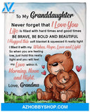 Personalized To My Granddaughter Brown Bear Hug Fleece Blanket From Grandma Never Forget That I Love You Great Customized Blanket For Birthday Christmas Thanksgiving