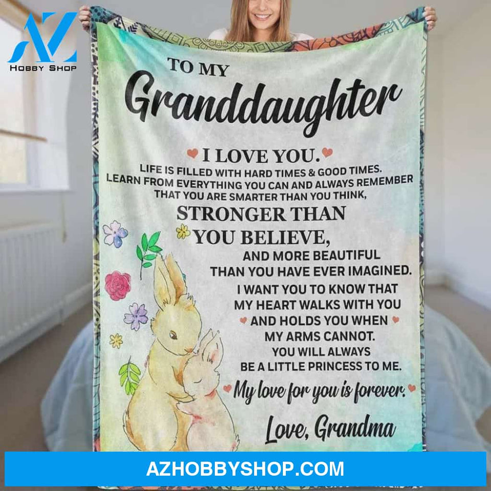 Personalized To My Granddaughter Bunny Fleece Blanket From Grandma My Love For You Is Forever Great Customized Blanket For Birthday Christmas Thanksgiving