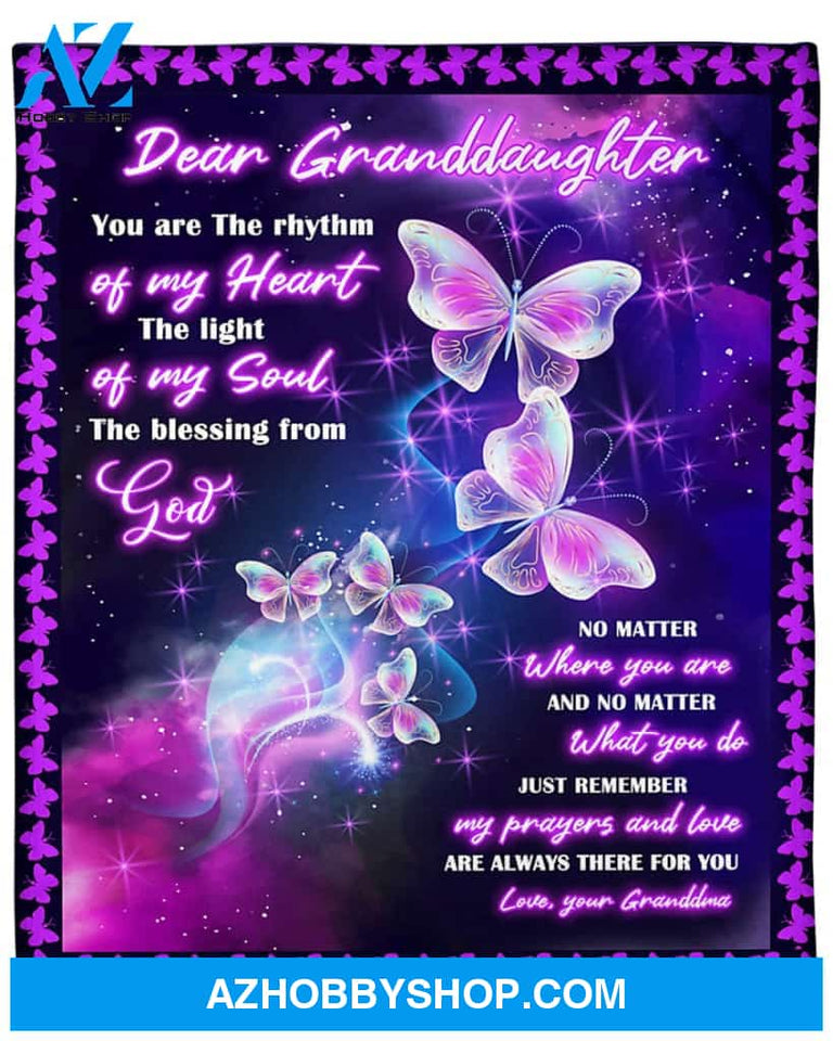 Personalized To My Granddaughter Butterflies Fleece Blanket From Grandma No Matter Where You Are Great Customized Gift For Birthday Christmas Thanksgiving