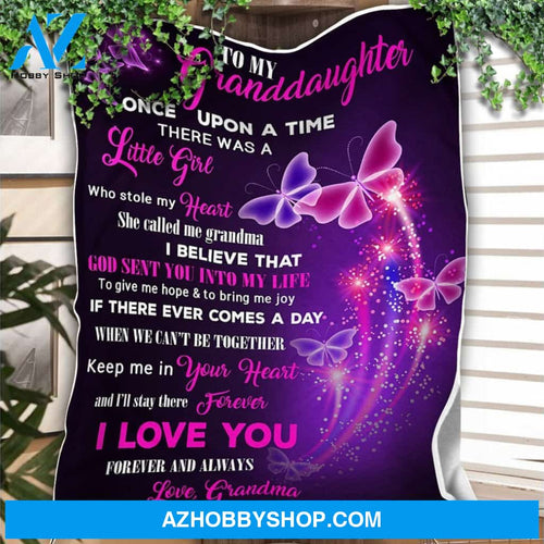 Personalized To My Granddaughter Butterflies Fleece Blanket From Grandma Once Upon A Time There Was A Little Girl Great Customized Blanket For Birthday Christmas Thanksgiving