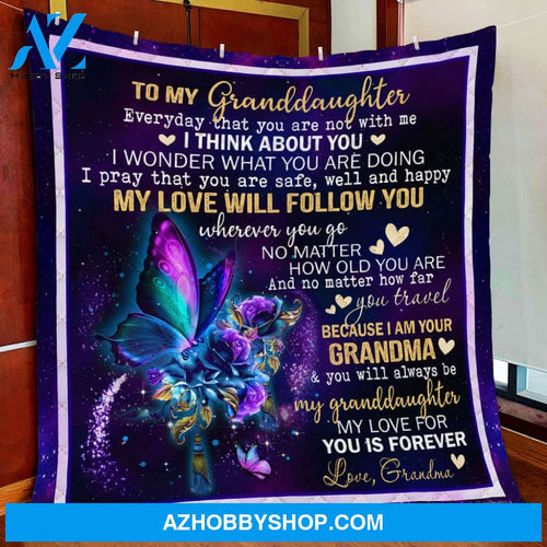 Personalized To My Granddaughter Butterfly Fleece Blanket From Grandma My Love For You Is Forever Great Customized Blanket For Birthday Christmas Thanksgiving