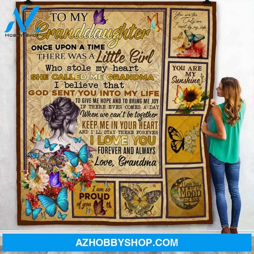 Personalized To My Granddaughter Butterfly Fleece Blanket From Grandma Once Upon a Time There Was a Little Girl Who Stole My Heart She Called Me Grandma Great Customized Blanket For Birthday Christmas Thanksgiving