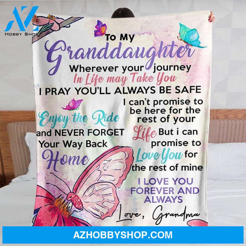 Personalized To My Granddaughter Butterfly Fleece Blanket From Grandma Wherever Your Journey In Life May Take You Great Customized Blanket For Birthday Christmas Thanksgiving