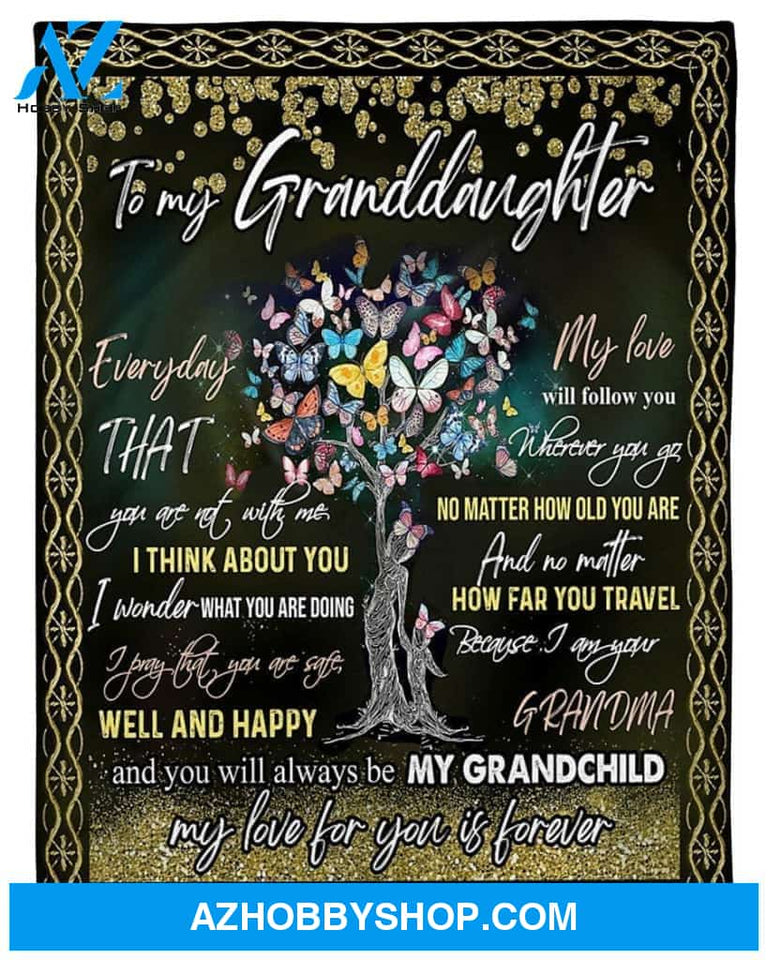 Personalized To My Granddaughter Butterfly Tree Fleece Blanket From Grandma If There Ever Comes A Day Great Customized Blanket For Birthday Christmas Thanksgiving