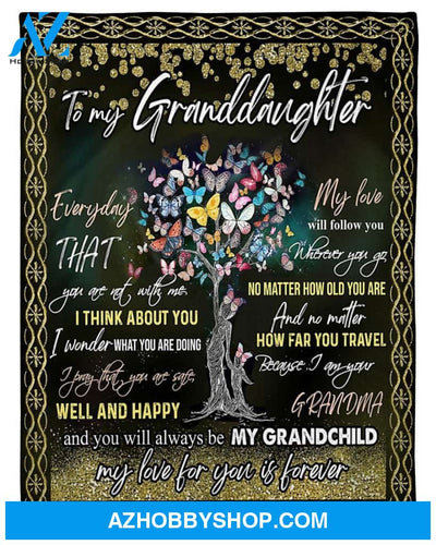 Personalized To My Granddaughter Butterfly Tree Fleece Blanket From Grandma If There Ever Comes A Day Great Customized Blanket For Birthday Christmas Thanksgiving