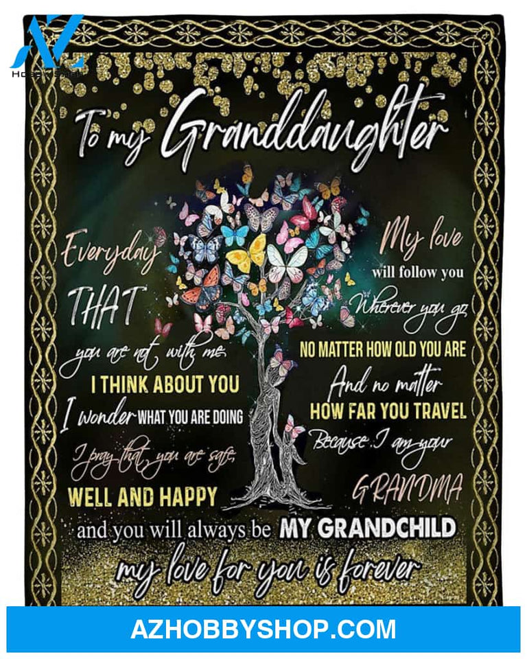 Personalized To My Granddaughter Butterfly Tree Fleece Blanket From Grandma If There Ever Comes A Day Great Customized Blanket For Birthday Christmas Thanksgiving