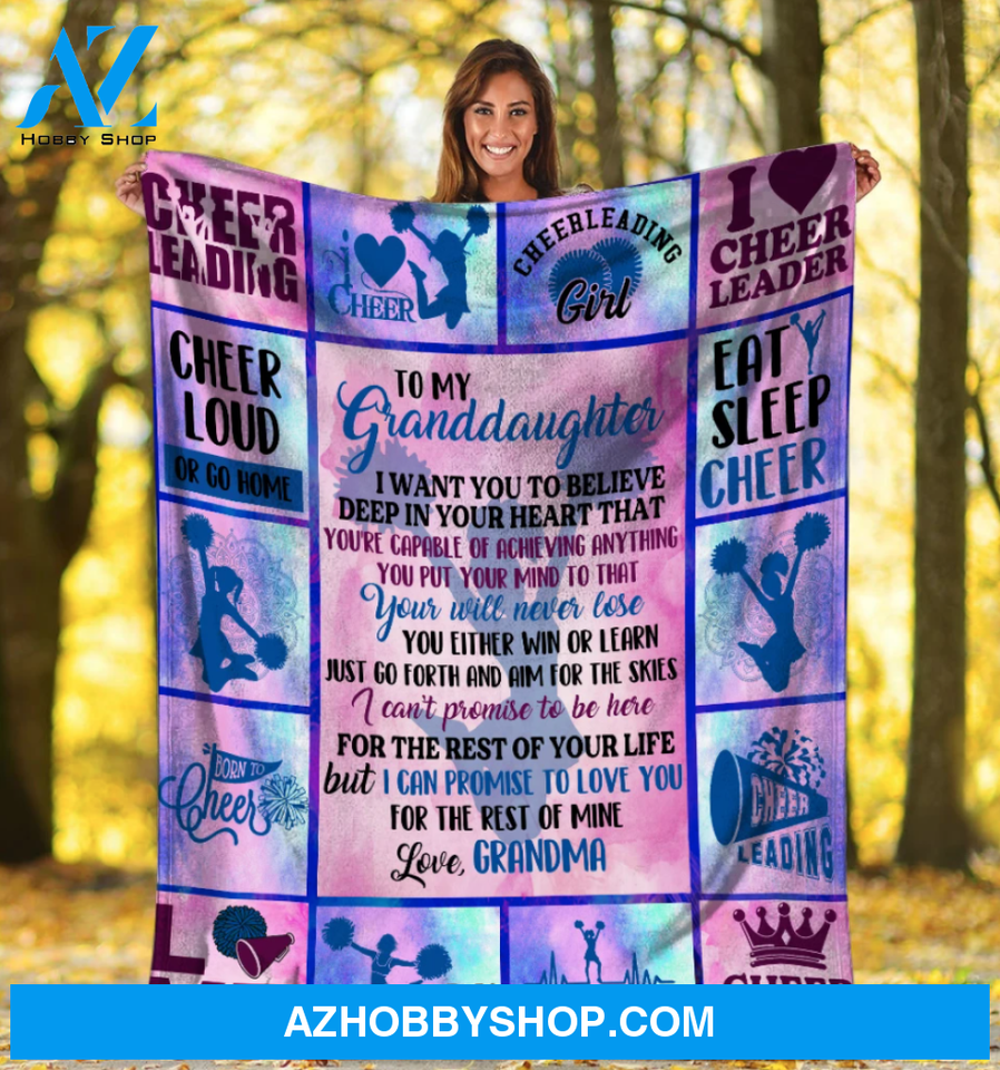 Personalized To My Granddaughter Cheerleading Fleece Blanket From Grandma I Want You To Believe Deep In Your Heart Great Customized Blanket For Birthday Christmas Thanksgiving