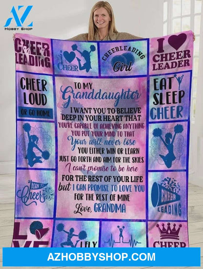 Personalized To My Granddaughter Cheerleading Fleece Blanket From Grandma I Want You To Believe Deep In Your Heart Great Customized Blanket For Birthday Christmas Thanksgiving