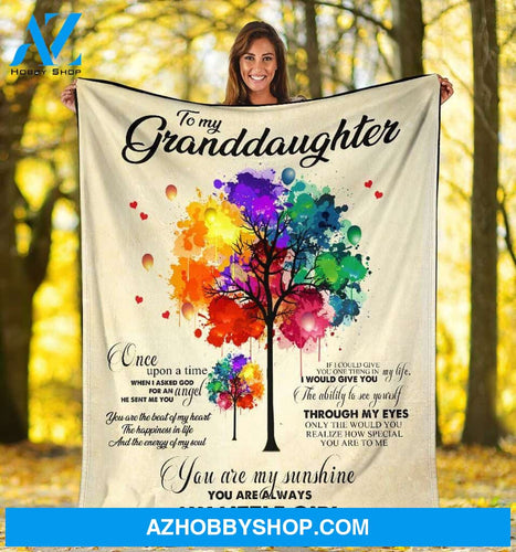 Personalized To My Granddaughter Colorful Tree Fleece Blanket From Grandma You Are My Sunshine Great Customized Blanket For Birthday Christmas Thanksgiving