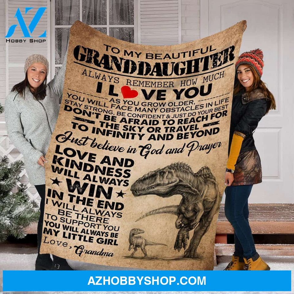 Personalized To My Granddaughter Dinosaurs Fleece Blanket From Grandma Always Remember How Much I Love You Great Customized Blanket For Birthday Christmas Thanksgiving