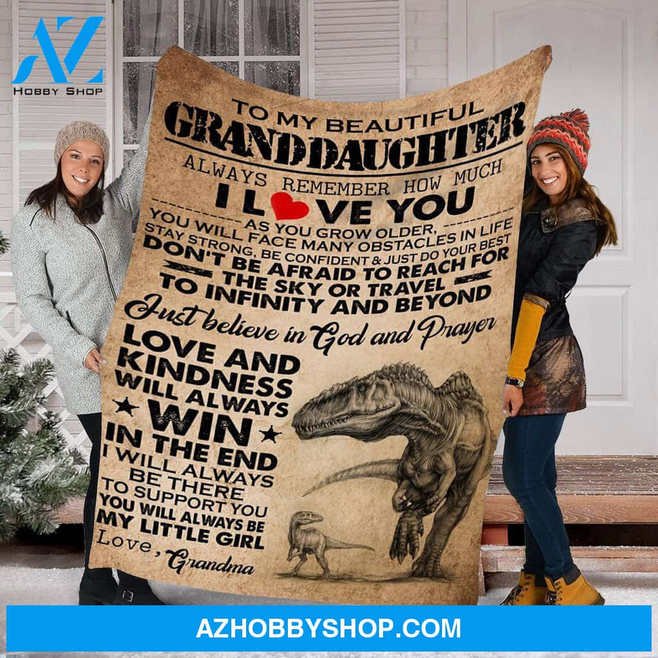 Personalized To My Granddaughter Dinosaurs Fleece Blanket From Grandma Always Remember How Much I Love You Great Customized Blanket For Birthday Christmas Thanksgiving