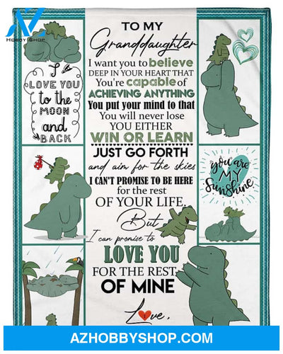 Personalized To My Granddaughter Dinosaurs Fleece Blanket From Grandma I Love You To The Moon and Back Great Customized Blanket For Birthday Christmas Thanksgiving
