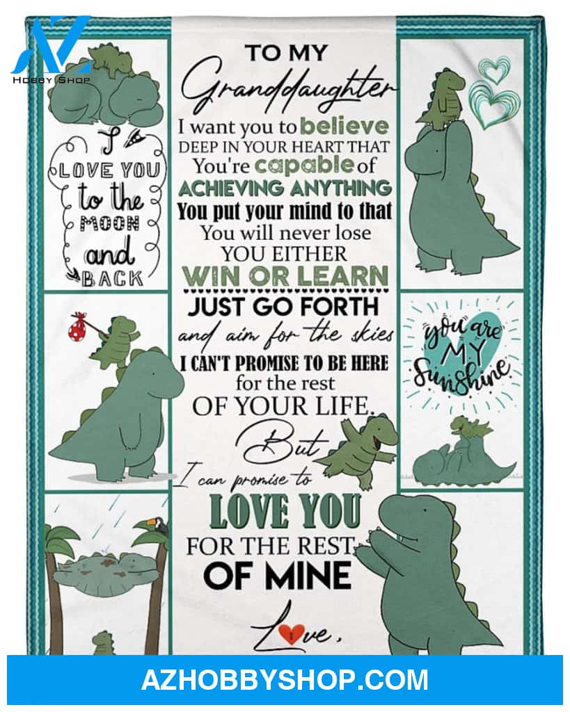 Personalized To My Granddaughter Dinosaurs Fleece Blanket From Grandma I Love You To The Moon and Back Great Customized Blanket For Birthday Christmas Thanksgiving
