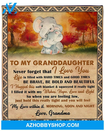 Personalized To My Granddaughter Elephant Fleece Blanket From Grandma Great Customized Gift For Birthday Christmas Thanksgiving