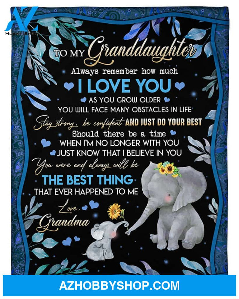 Personalized To My Granddaughter Elephant Fleece Blanket From Grandma Always Remember How Much I Love You Great Customized Blanket For Birthday Christmas Thanksgiving