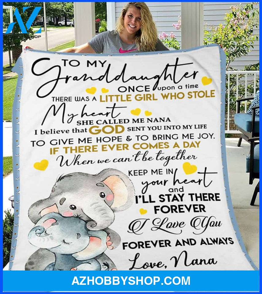 Personalized To My Granddaughter Elephant Fleece Blanket From Grandma I'll Stay There Forever Great Customized Blanket For Birthday Christmas Thanksgiving
