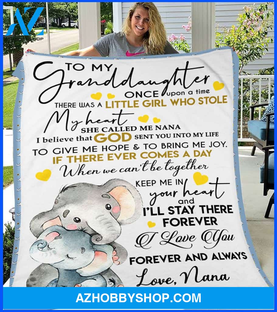 Personalized To My Granddaughter Elephant Fleece Blanket From Grandma I'll Stay There Forever Great Customized Blanket For Birthday Christmas Thanksgiving