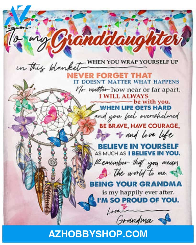 To My Granddaughter Feather Dreamcatcher Butterfly Blanket Gift From Grandma 